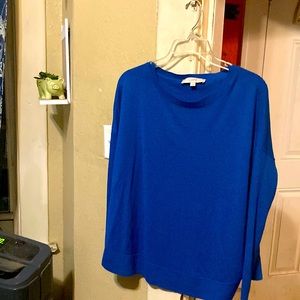 Loft brand casual sweater, size medium, pretty royal blue color, ribbed sleeves